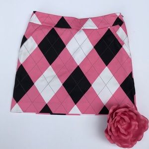 Loudmouth argyle pink/black golf skirt sz 4